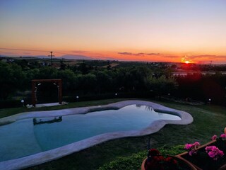 pool sunset view