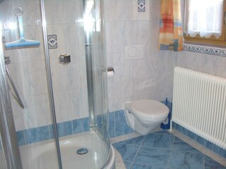Dusche und WC - Ferienwohnung Die Hintere