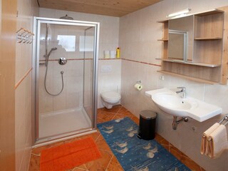 Bad mit Dusche und WC - Ferienwohnung