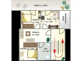 Grundriss - Ferienwohnung Nicole