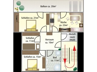 Grundriss - Ferienwohnung Melanie