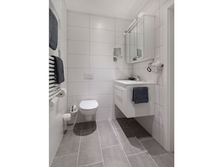 Badezimmer mit Dusche und WC,Spiegelschrank