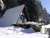 Außenansicht Waldhütte Hammerbrücke Winter