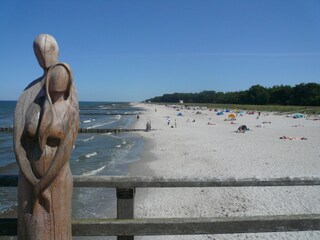 Blick von der Seebrücke zum Strand
