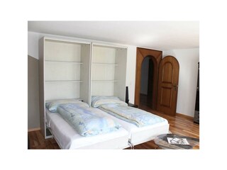 Wohnzimmer mit Schrankbetten