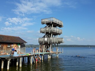 Utting lido with famous diving tower