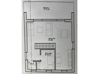 EG 45 m² Wohn-Essszimmer, Küche, HWR, Gäste WC, Balkon