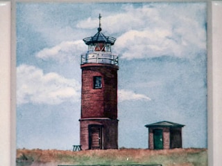 Küchenfliese (Leuchtturm Hallig Langeneß, handgemalt)