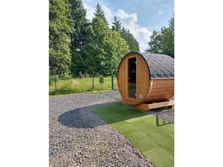 Fass Sauna im Aussenbereich