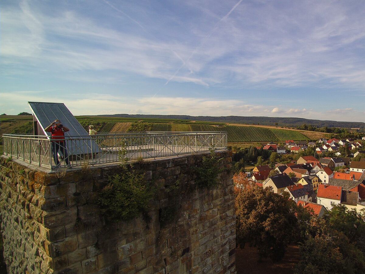 Burgturm, Burgsponheim im Hintergrund