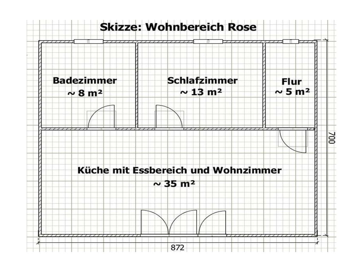 Skizze Wohnbereich Rose