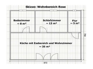 Skizze Wohnbereich Rose
