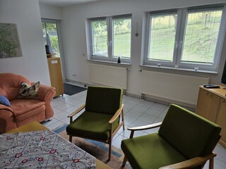 Wohnzimmer m. Blick in Garten