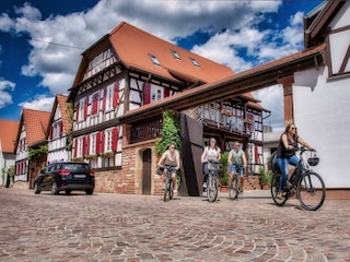 Außenansicht mit Radfahrern