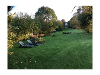 Alter Baumbestand und liebevoll angelegte Beete