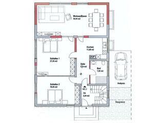 Grundriss-Ferienwohnung (EG) Moselblick