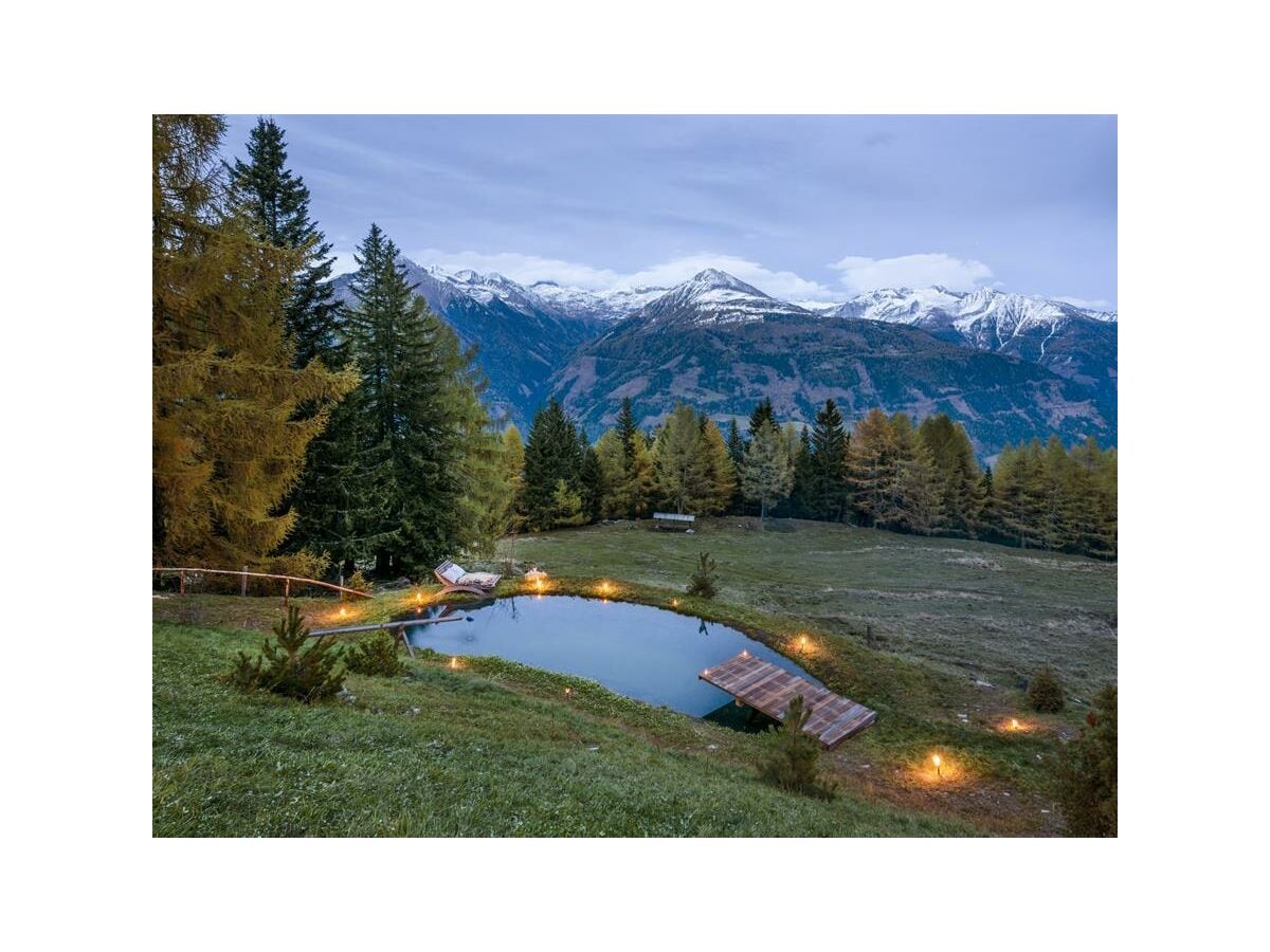 Badeteich Ausblick Bergchalet Moseralm Landgut Mos