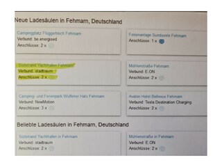 Standorte E-Ladesäulen/ Fehmarn