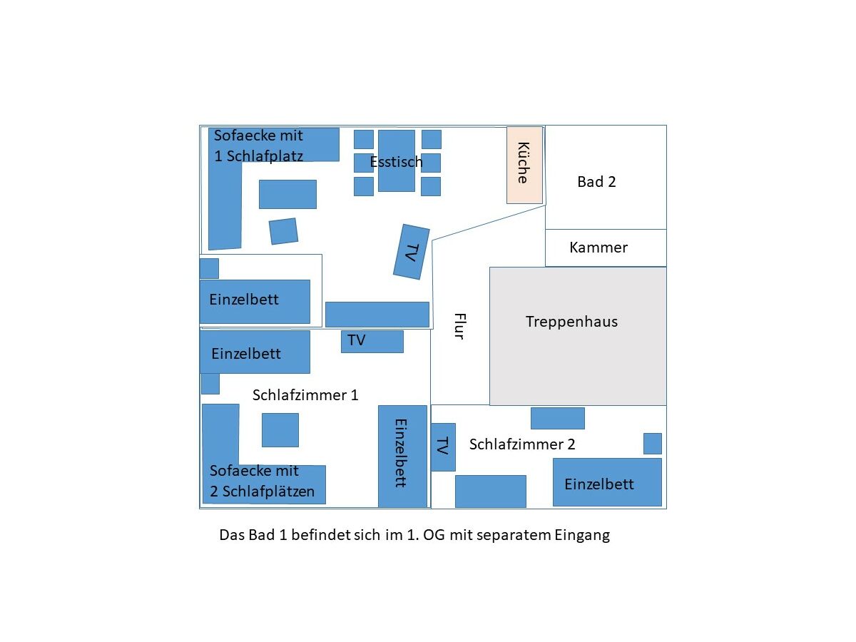 Aufteilung der Ferienwohnung