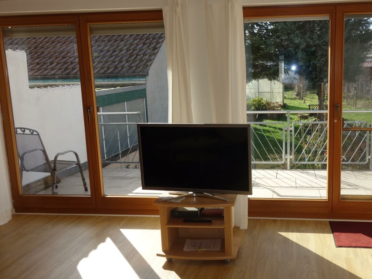 Fernseher mit Blick zur Terrasse