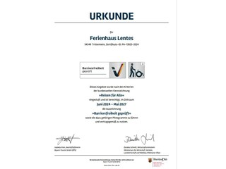 Zertifikat "Reisen für Alle"