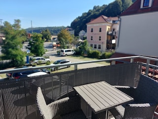 Balkon  Aussicht auf die Elbe