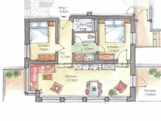 Vakantieappartement Juist Grondplan 15