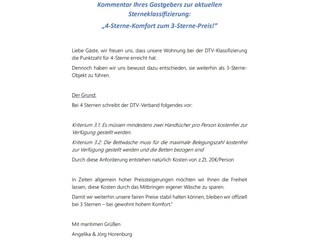 DTV-Klassifizierung - Kommentar des Gastgebers