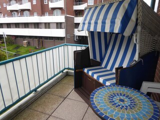 Finkennest Balkon mit Strandkorb