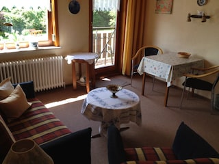 Wohnzimmer mit Blick in den Garten