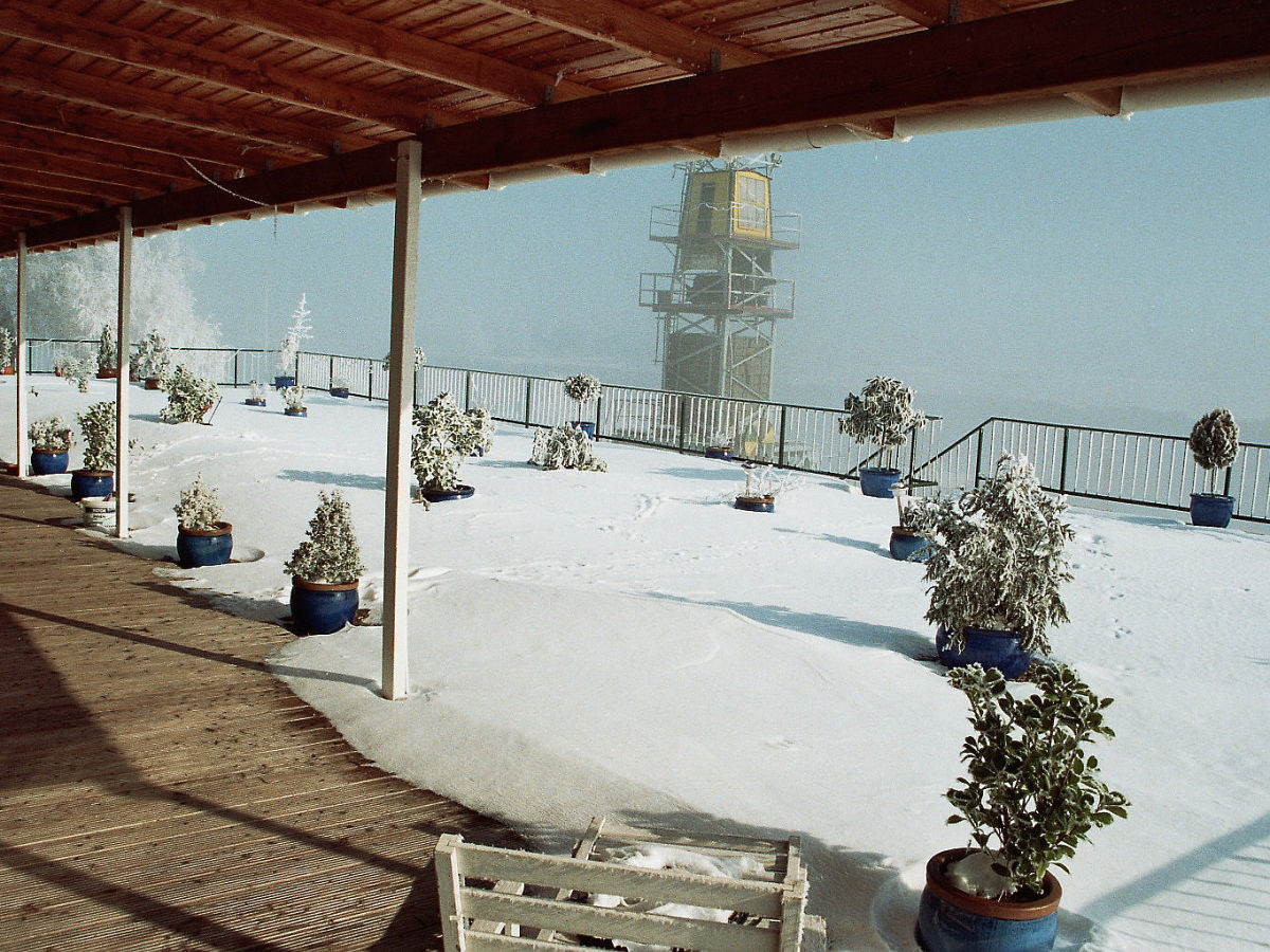 Blick von der Dachterrasse im Winter