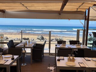 Blick aus dem Strandcafe auf den Traumsandstrand