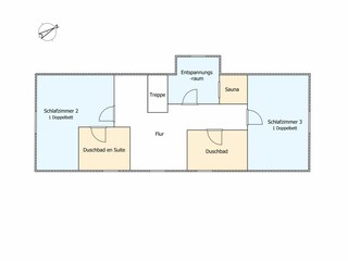 Obergeschoss. Dachschrägen sind kein Bestandteil der Grundrisszeichnung.