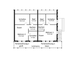 Grundriss Fewo 2 im Obergeschoß