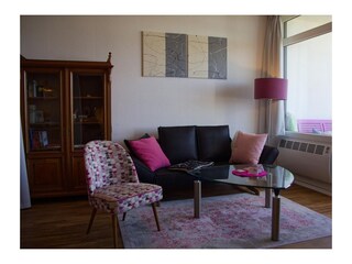 Wohnzimmer der Ferienwohnung Inselblume 79 auf Fehmarn direkt am Südstrand
