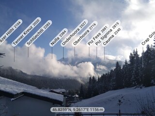 Winteraufnahme mit den Bergnamen