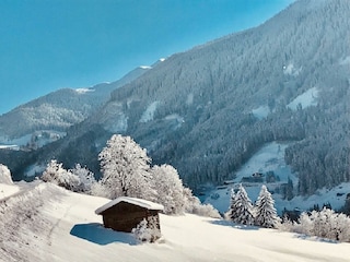 Ausblick von unserem Haus im Winter