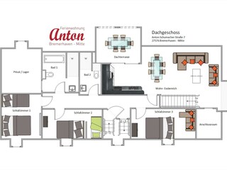 Grundriss FeWo Anton Dachgeschoss