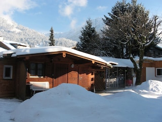 Blockhaus Winter Bild