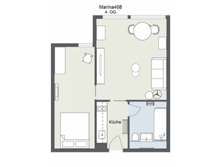 Appartement Burgtiefe Grondplan 14