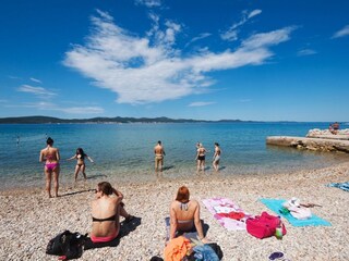Beach in front of house