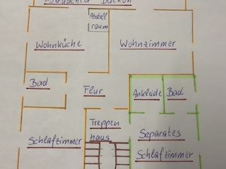 Grundriss der Wohnung mit separaten Schlafzimmer