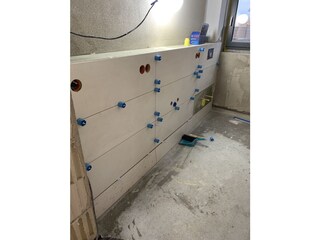 Tile work in the bathroom