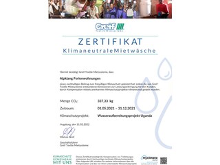 Zertifikat Klimaneutrale Wäsche