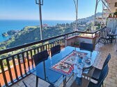 Sea view from the balcony of the apartment in Taormina