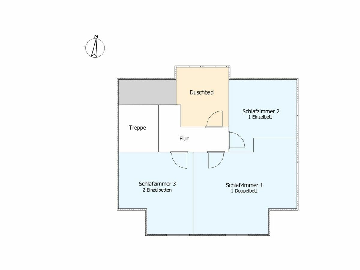 Obergeschoss. Dachschrägen sind kein Bestandteil der Grundrisszeichnung.