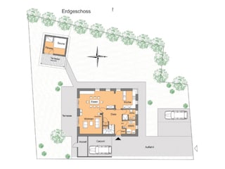 Grundriss Erdgeschoß und Garten