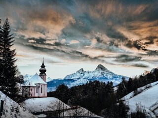 Maria Gern mit Blick auf den Watzmann