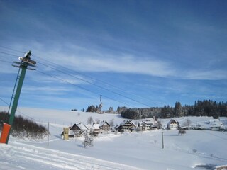 Blick vom Skilift zu unserem Haus