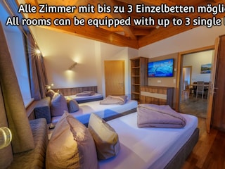 bis zu 3 getrennten Betten möglich